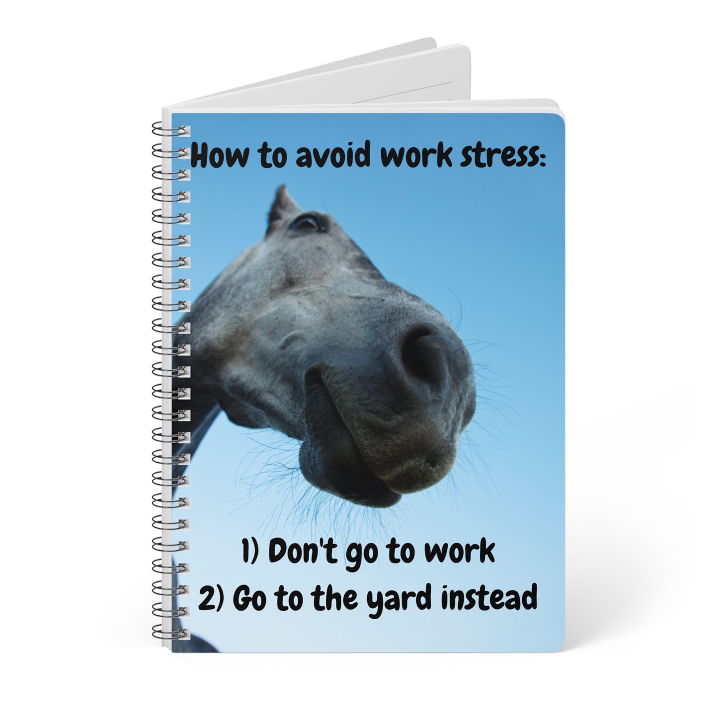 Avoid stress horse theme Wirobound Softcover Notebook, A5