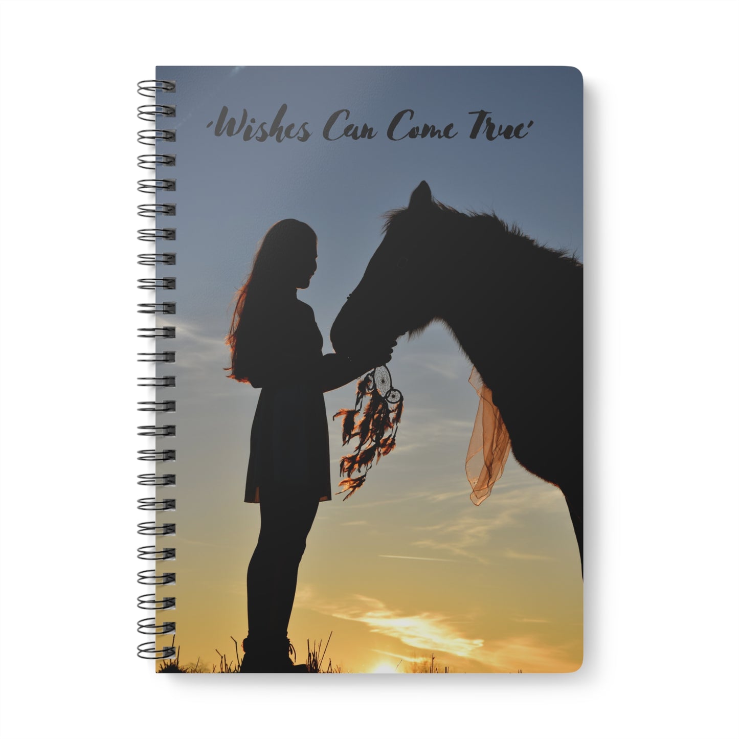 Wishes can come true horse theme Wirobound Softcover Notebook, A5