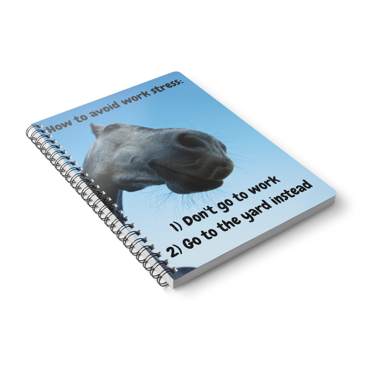 Avoid stress horse theme Wirobound Softcover Notebook, A5