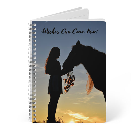 Wishes can come true horse theme Wirobound Softcover Notebook, A5
